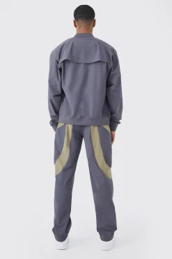 boohooMAN Elasticated Waist Straight Technical Stretch Panel Trouser | UK| Trousers