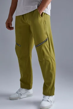 boohooMAN Elasticated Waist Straight Technical Stretch Panel Trouser | UK| Trousers