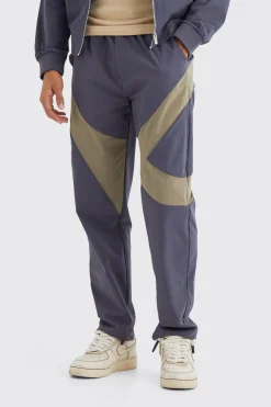 boohooMAN Elasticated Waist Straight Technical Stretch Panel Trouser | UK| Trousers