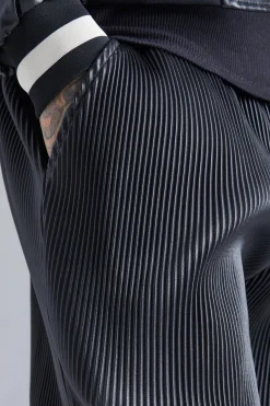 boohooMAN Elasticated Waist Straight Fit Pu Trousers | UK| Trousers