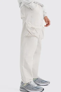 boohooMAN Elasticated Waist Straight Leg 3d Cargo Trousers | UK| Trousers