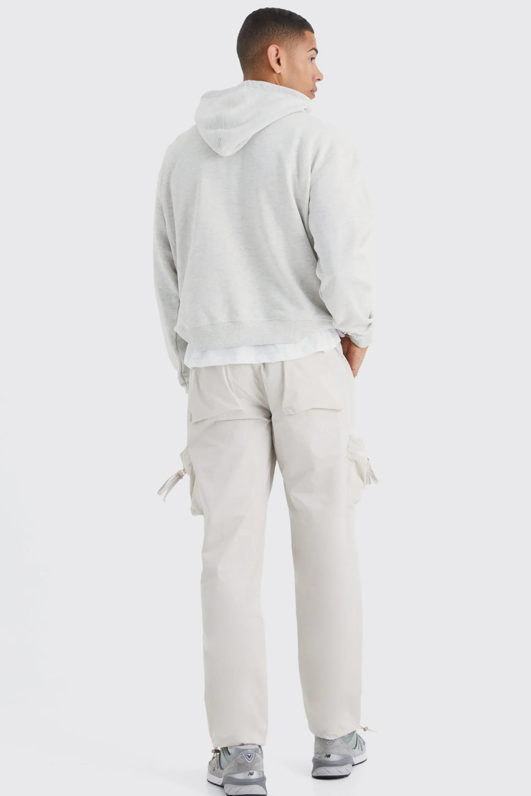 boohooMAN Elasticated Waist Straight Leg 3d Cargo Trousers | UK| Trousers