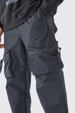 boohooMAN Elasticated Waist Straight Leg 3d Cargo Trousers | UK| Trousers|Cargos