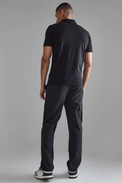 boohooMAN Elasticated Waist Straight Leg Cargo Smart Trousers | UK| Suits & Tailoring|Trousers