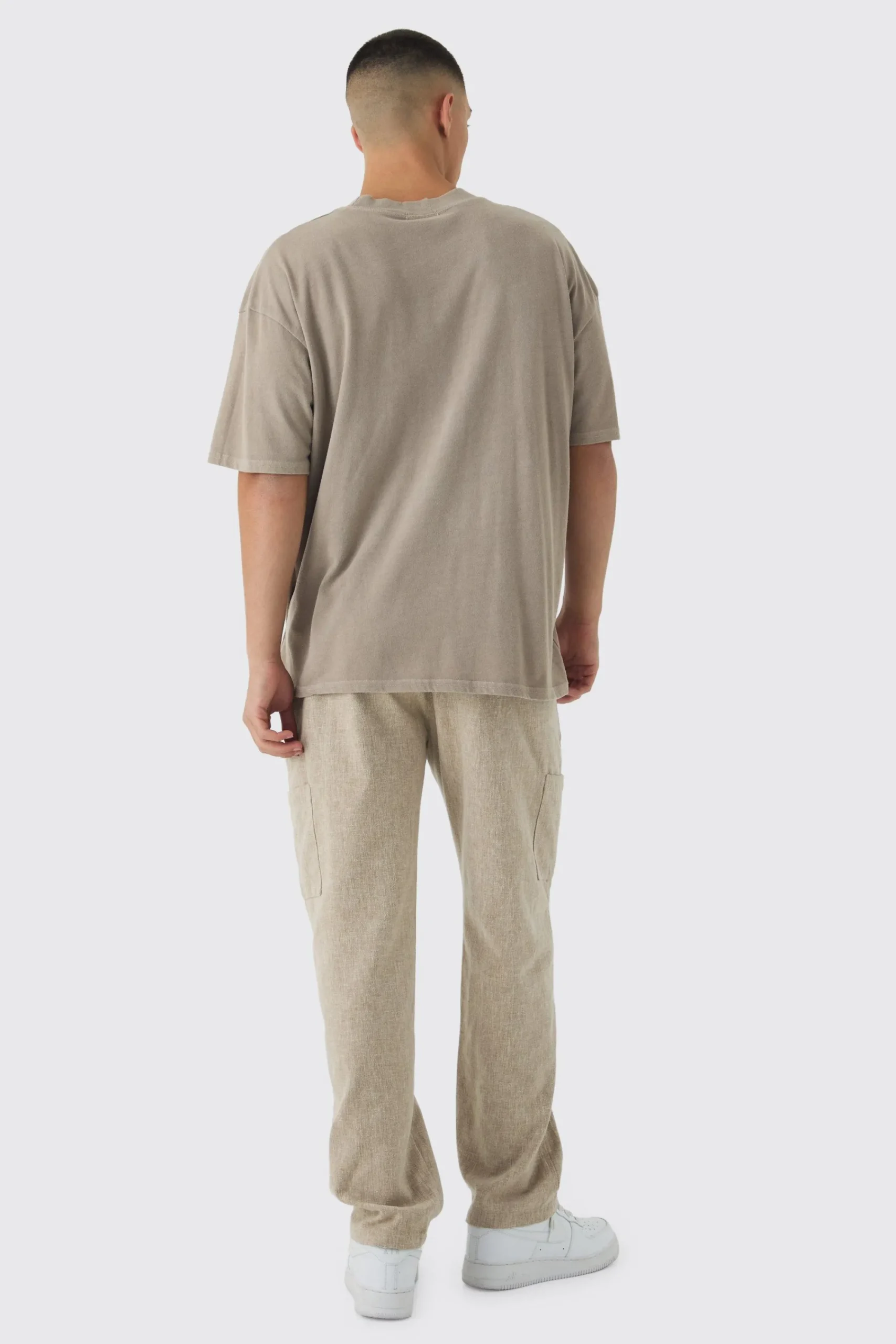 boohooMAN Elasticated Waist Straight Leg Heavy Slub Cargo Trousers | UK| Trousers|Cargos