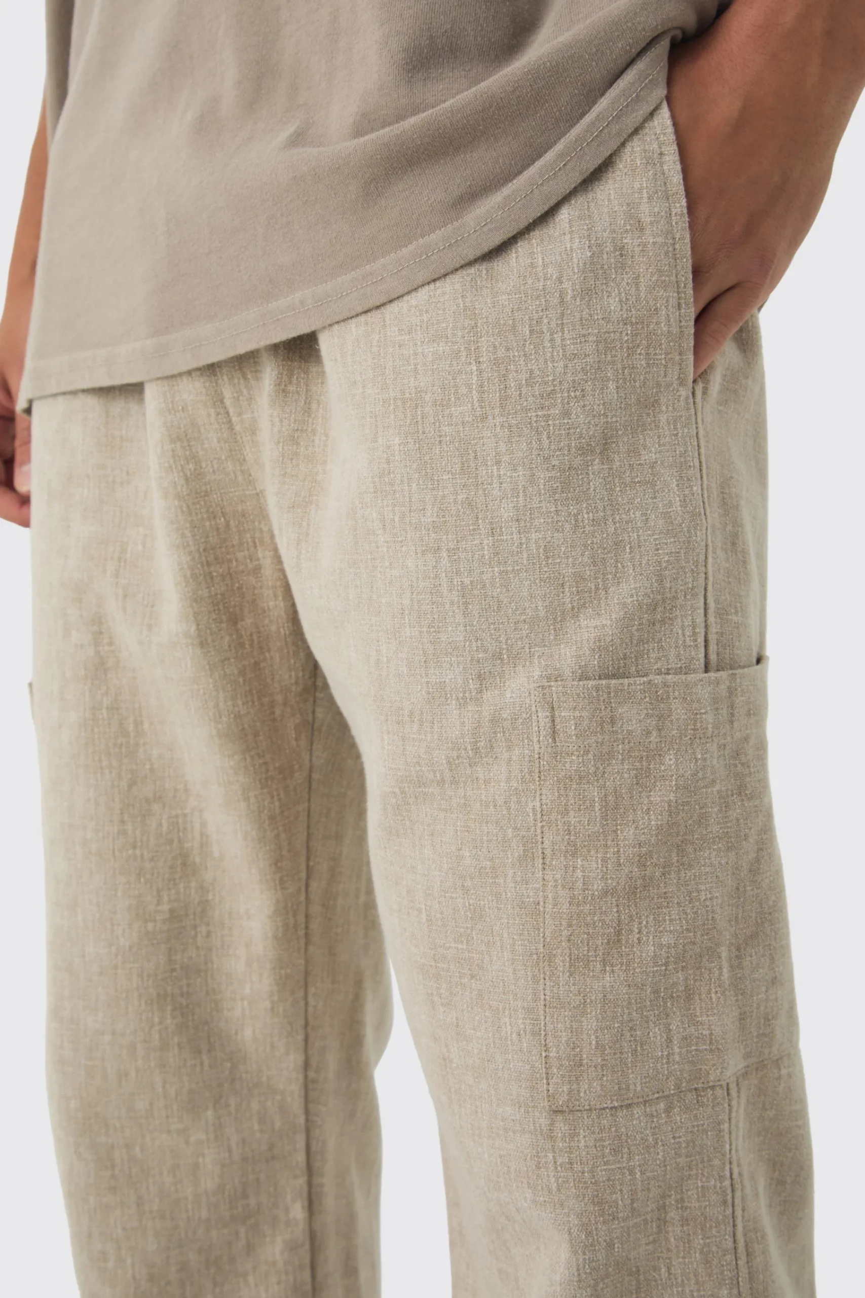boohooMAN Elasticated Waist Straight Leg Heavy Slub Cargo Trousers | UK| Trousers|Cargos
