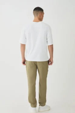 boohooMAN Elasticated Waist Tapered Pintuck Boucle Trousers | UK| Trousers