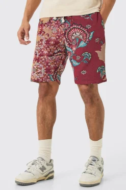 boohooMAN Elasticated Waist Tapestry Short Length Relaxed Short | UK| Shorts