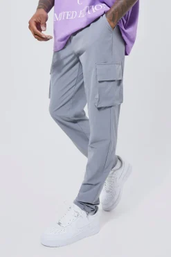 boohooMAN Elasticated Waist Technical Stretch Golf Skinny Cargo Trouser | UK| Trousers|Cargos