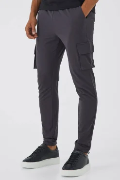 boohooMAN Elasticated Waist Technical Stretch Golf Skinny Cargo Trouser | UK| Trousers|Cargos