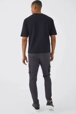 boohooMAN Elasticated Waist Technical Stretch Golf Skinny Cargo Trouser | UK| Trousers|Cargos