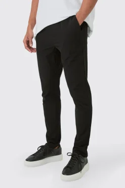 boohooMAN Elasticated Waist Technical Stretch Slim Trouser | UK| Trousers