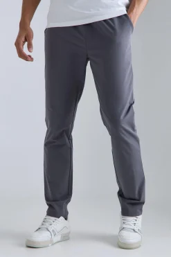 boohooMAN Elasticated Waist Technical Stretch Slim Trouser | UK| Trousers