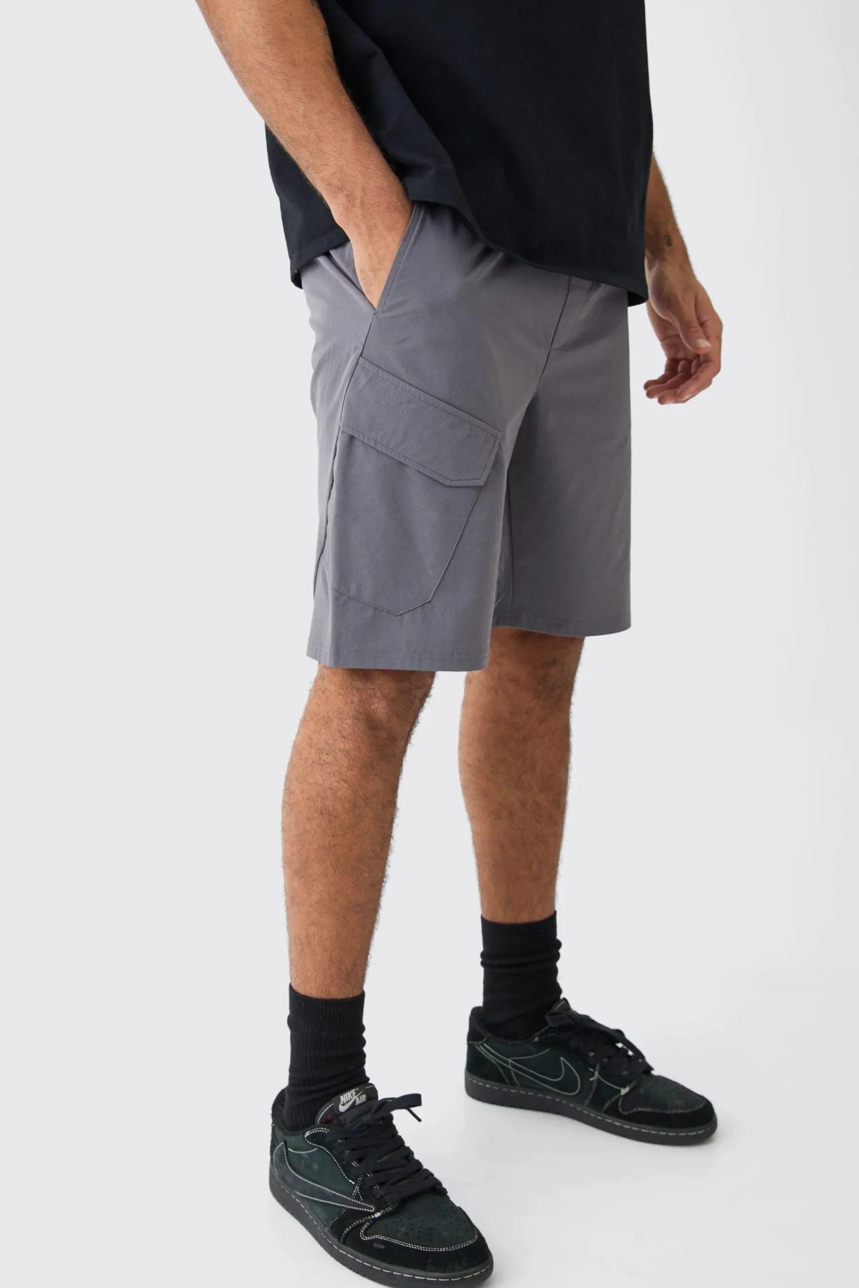boohooMAN Elasticated Waist Technical Stretch Cargo Short | UK| Shorts