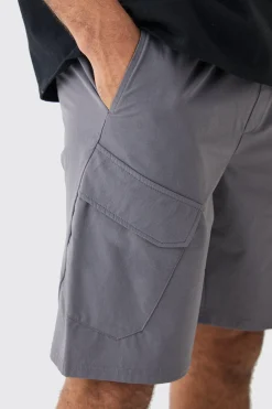 boohooMAN Elasticated Waist Technical Stretch Cargo Short | UK| Shorts