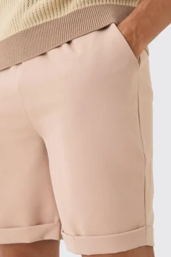 boohooMAN Elasticated Waist Turn Up Stretch Slim Fit Shorts | UK| Shorts