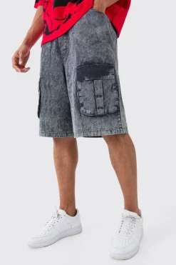 boohooMAN Elasticated Waist Washed Cargo Jorts | UK| Shorts