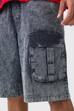 boohooMAN Elasticated Waist Washed Cargo Jorts | UK| Shorts