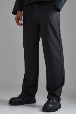 boohooMAN Elasticated Waist Wide Leg Smart Trousers | UK| Suits & Tailoring|Trousers