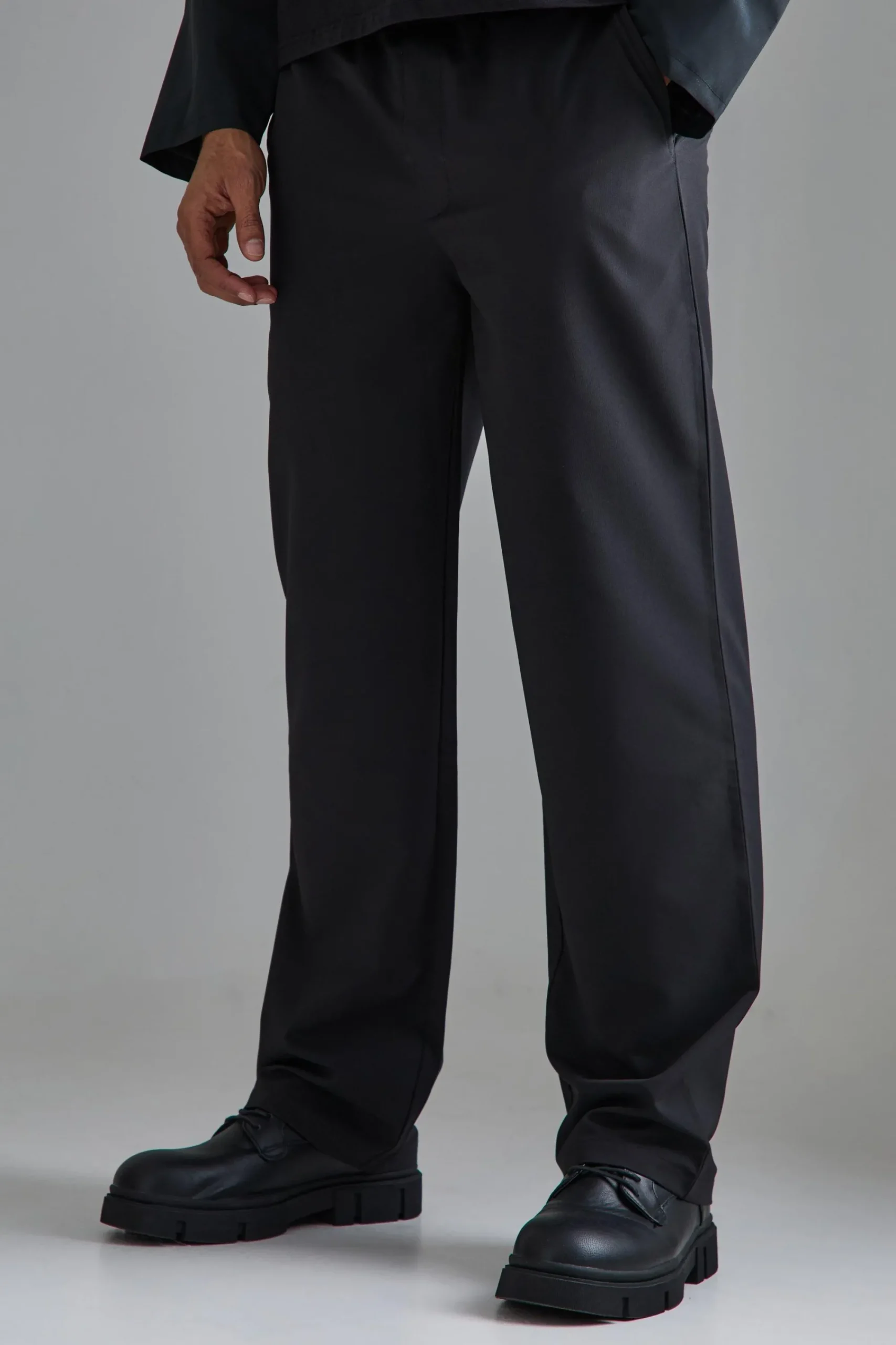 boohooMAN Elasticated Waist Wide Leg Smart Trousers | UK| Suits & Tailoring|Trousers