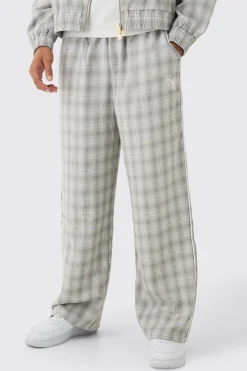 boohooMAN Elasticated Waist Wide Leg Checked Trousers | UK| Trousers|Sets & Co-Ords