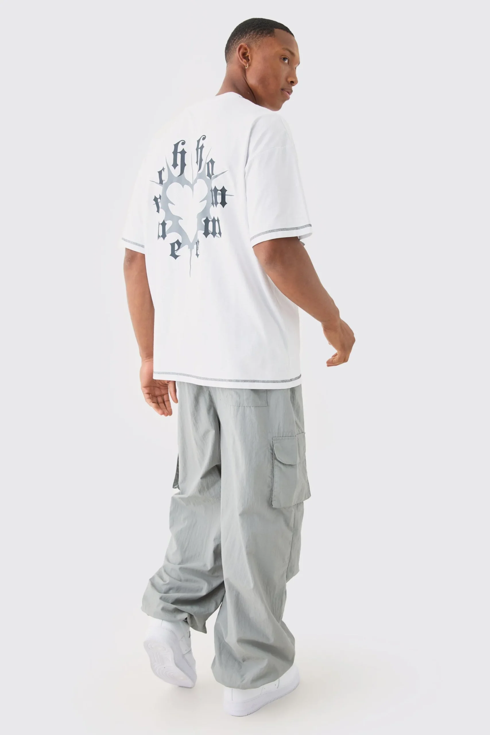 boohooMAN Elasticated Waist Woven Tab Parachute Pants | UK| Cargos|Trousers