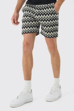 boohooMAN Elasticated Waist Zig Zag Crochet Shorts | UK| Shorts