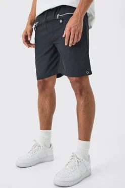 boohooMAN Elasticated Waist Zip Detail Relaxed Shell Short | UK| Shorts