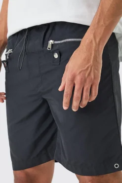 boohooMAN Elasticated Waist Zip Detail Relaxed Shell Short | UK| Shorts