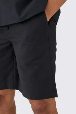 boohooMAN Elasticated Waistband Linen Blend Smart Relaxed Shorts | UK| Suits & Tailoring|Shorts