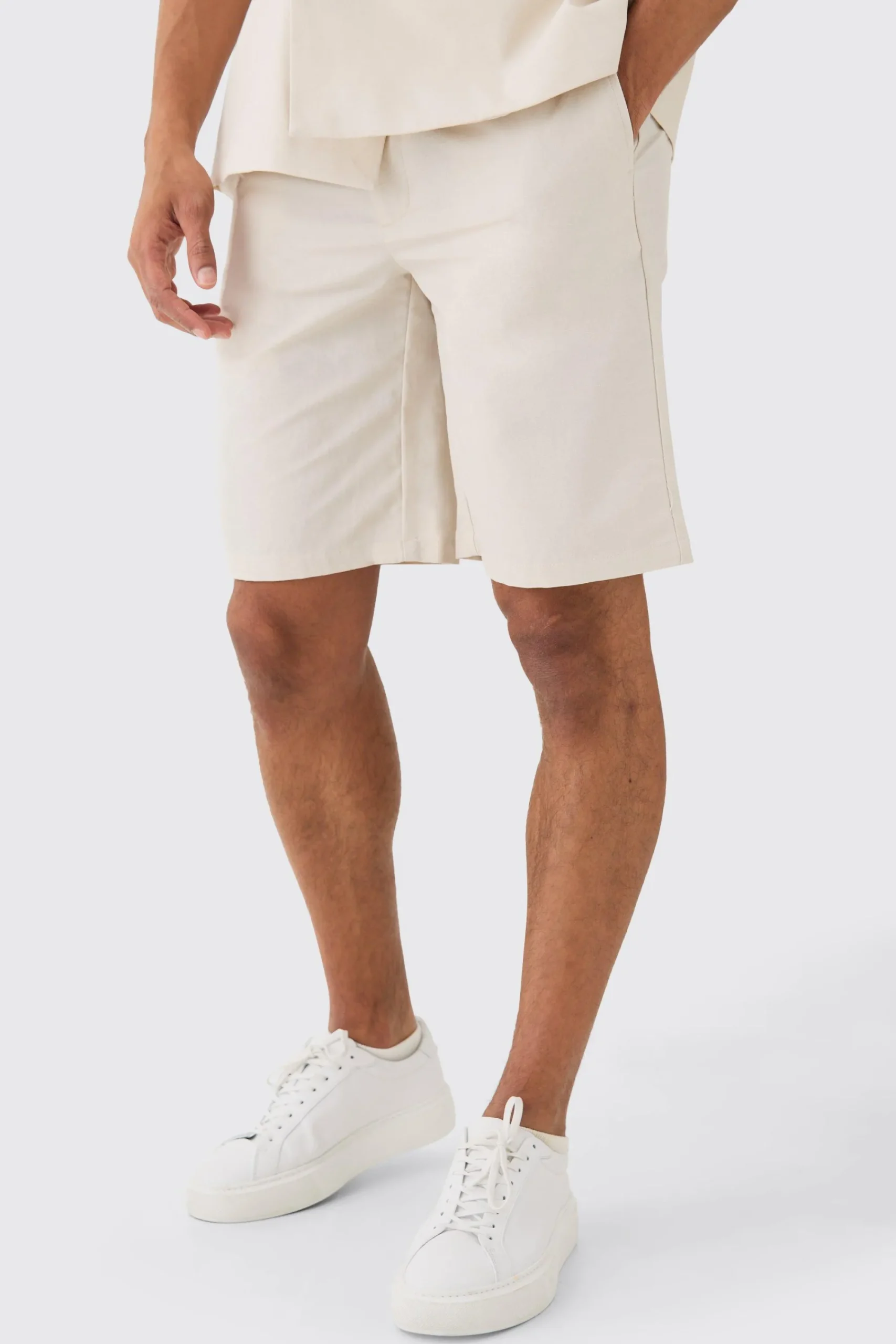 boohooMAN Elasticated Waistband Linen Blend Smart Relaxed Shorts | UK| Suits & Tailoring|Shorts