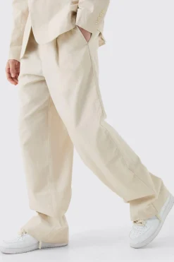 boohooMAN Elasticated Waistband Linen Blend Wide Leg Trousers | UK| Suits & Tailoring