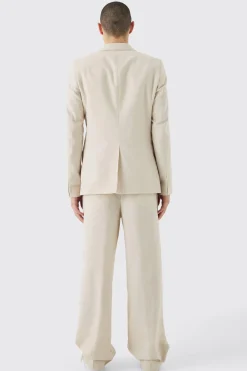 boohooMAN Elasticated Waistband Linen Blend Wide Leg Trousers | UK| Suits & Tailoring