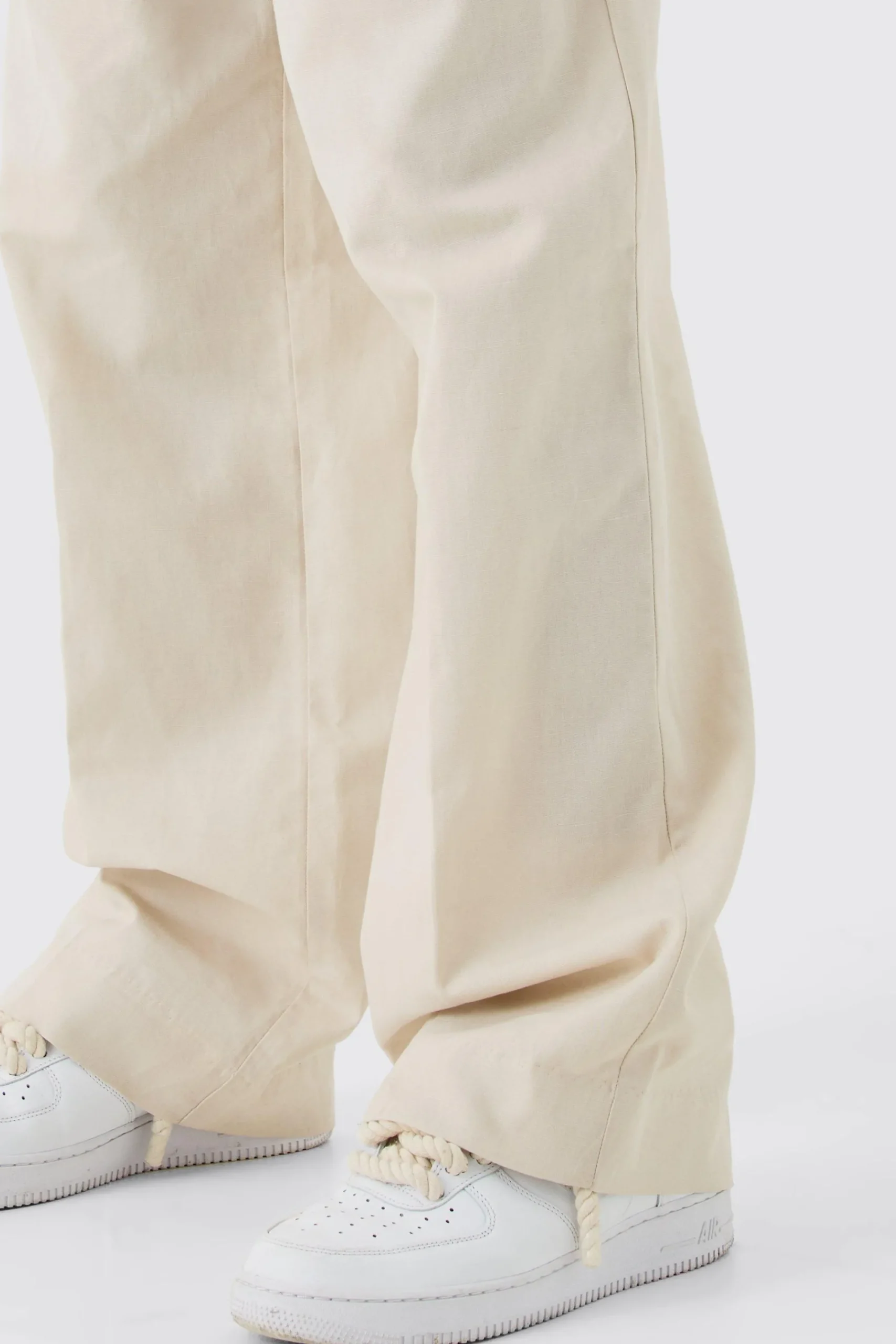 boohooMAN Elasticated Waistband Linen Blend Wide Leg Trousers | UK| Suits & Tailoring