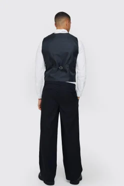 boohooMAN Elasticated Waistband Linen Blend Wide Leg Trousers | UK| Suits & Tailoring|Trousers