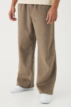 boohooMAN Elasticated Wide Leg Brushed Melton Trousers | UK| Trousers