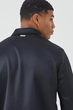 boohooMAN Embellished Satin Harrington | UK| Coats & Jackets