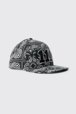 boohooMAN Embroidered Bandana Print Snapback In | UK| Hats & Caps