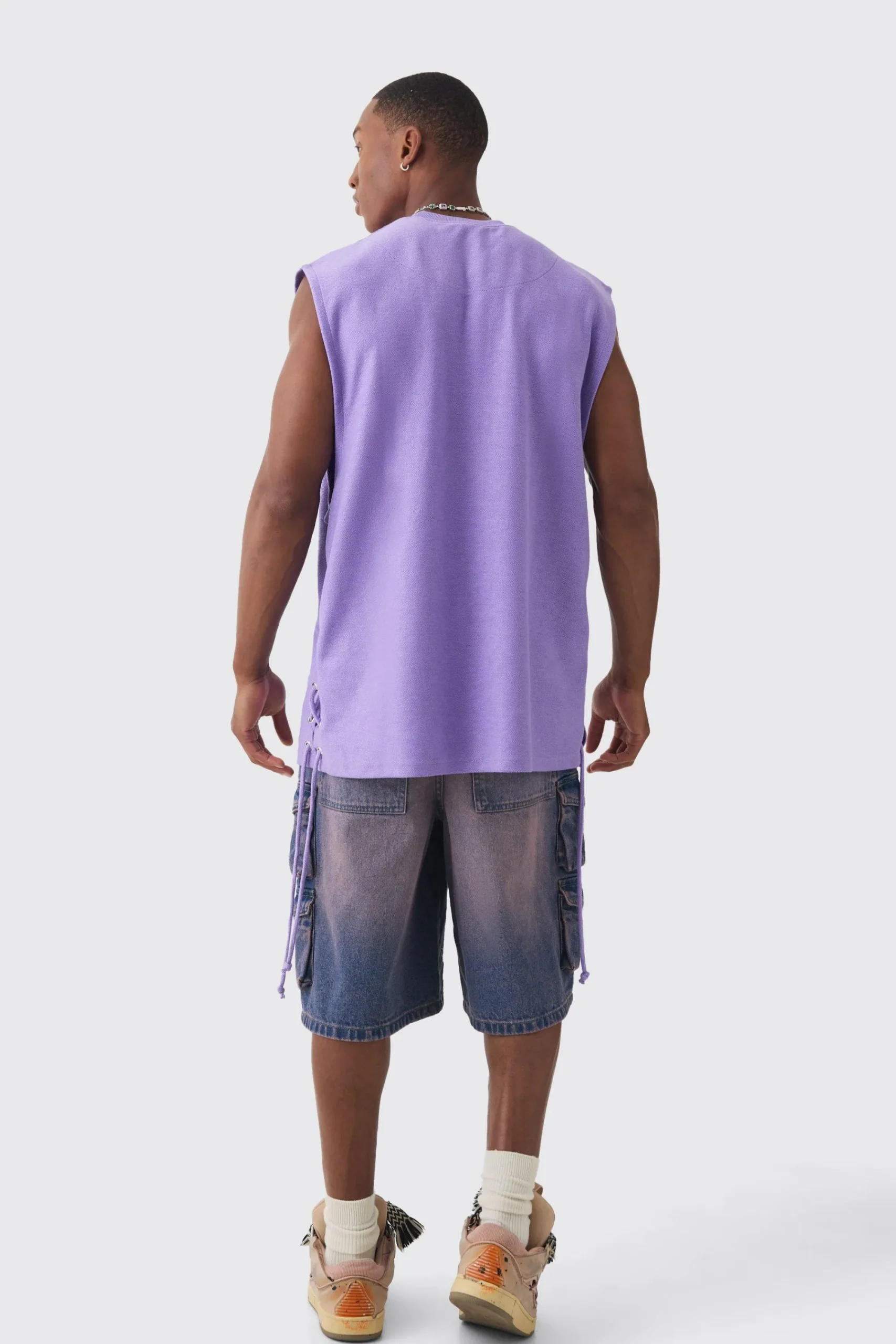 boohooMAN Embroidered Denim Cargo Jorts In | UK| Shorts