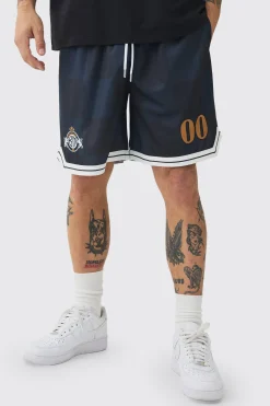 boohooMAN Embroidered Pique Mid Length Basketball Shorts | UK| Shorts