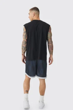 boohooMAN Embroidered Pique Mid Length Basketball Shorts | UK| Shorts