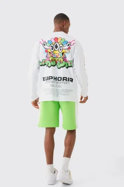 boohooMAN Euphoria Graphic Long Length Basketball Shorts | UK| Shorts