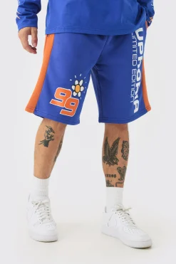 boohooMAN Euphoria Graphic Long Length Basketball Shorts | UK| Shorts