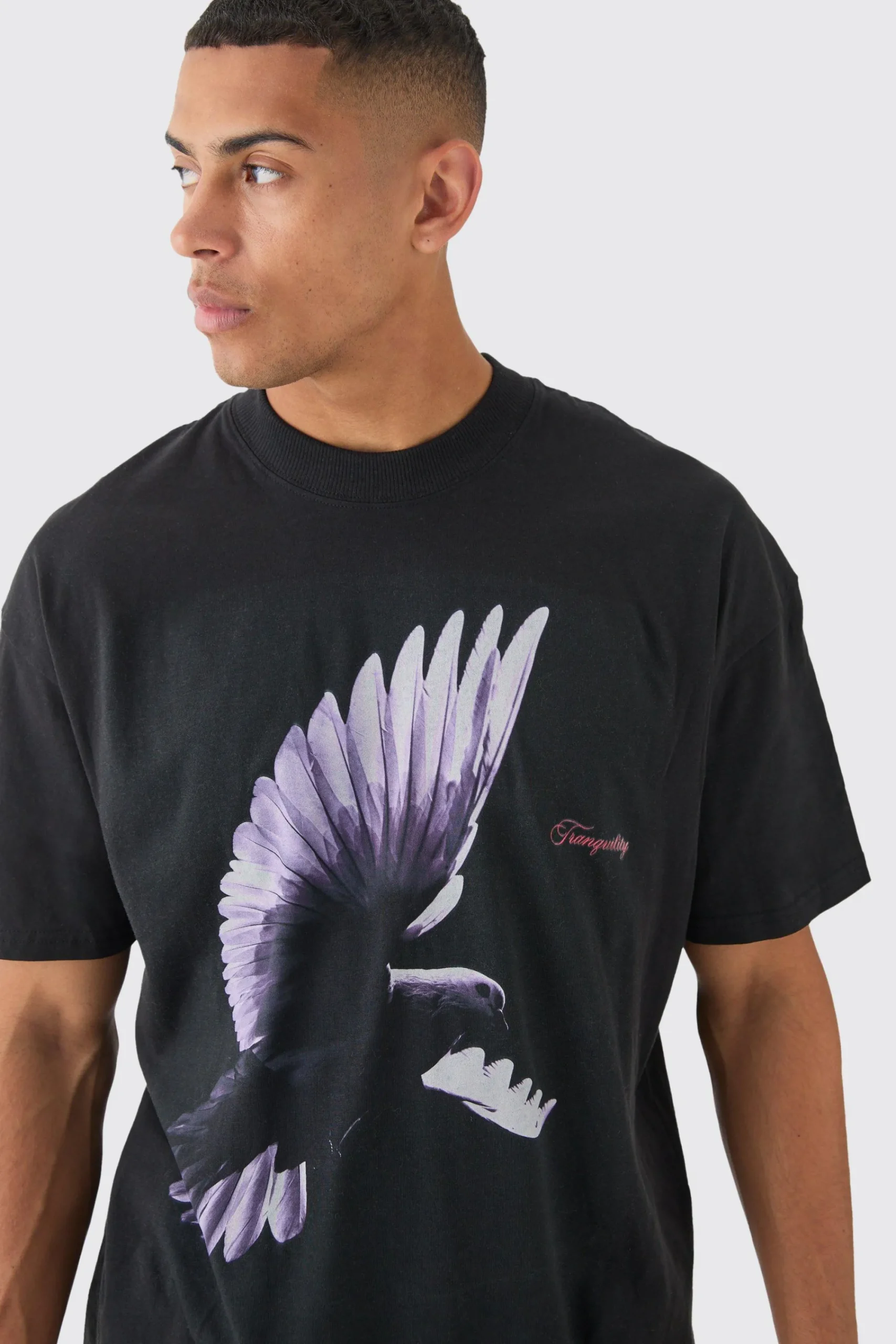Extended Neck Dove Graphic T-shirt | UK^boohooMAN Discount