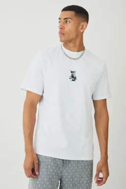 Extended Neck Metallic Bear T-shirt | UK^boohooMAN New