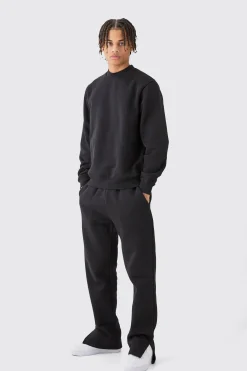 boohooMAN Extended Neck Split Hem Sweatshirt Tracksuit | UK| Tracksuits
