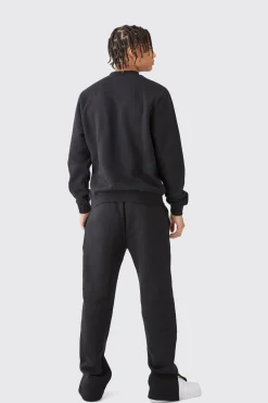 boohooMAN Extended Neck Split Hem Sweatshirt Tracksuit | UK| Tracksuits