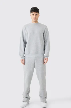 boohooMAN Extended Neck Split Hem Sweatshirt Tracksuit | UK| Tracksuits