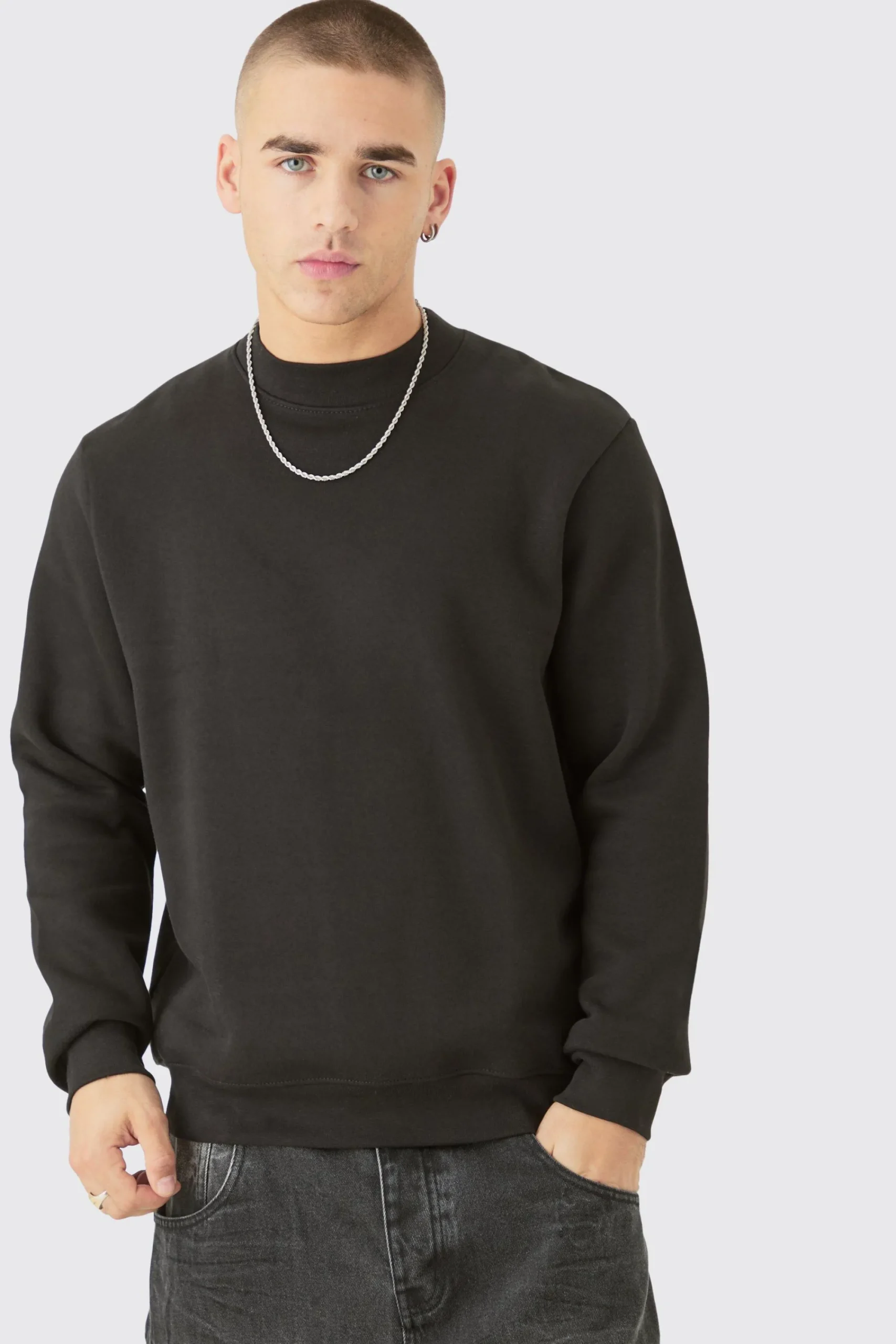 boohooMAN Extended Neck Sweatshirt | UK| Sets & Co-Ords|Hoodies & Sweatshirts