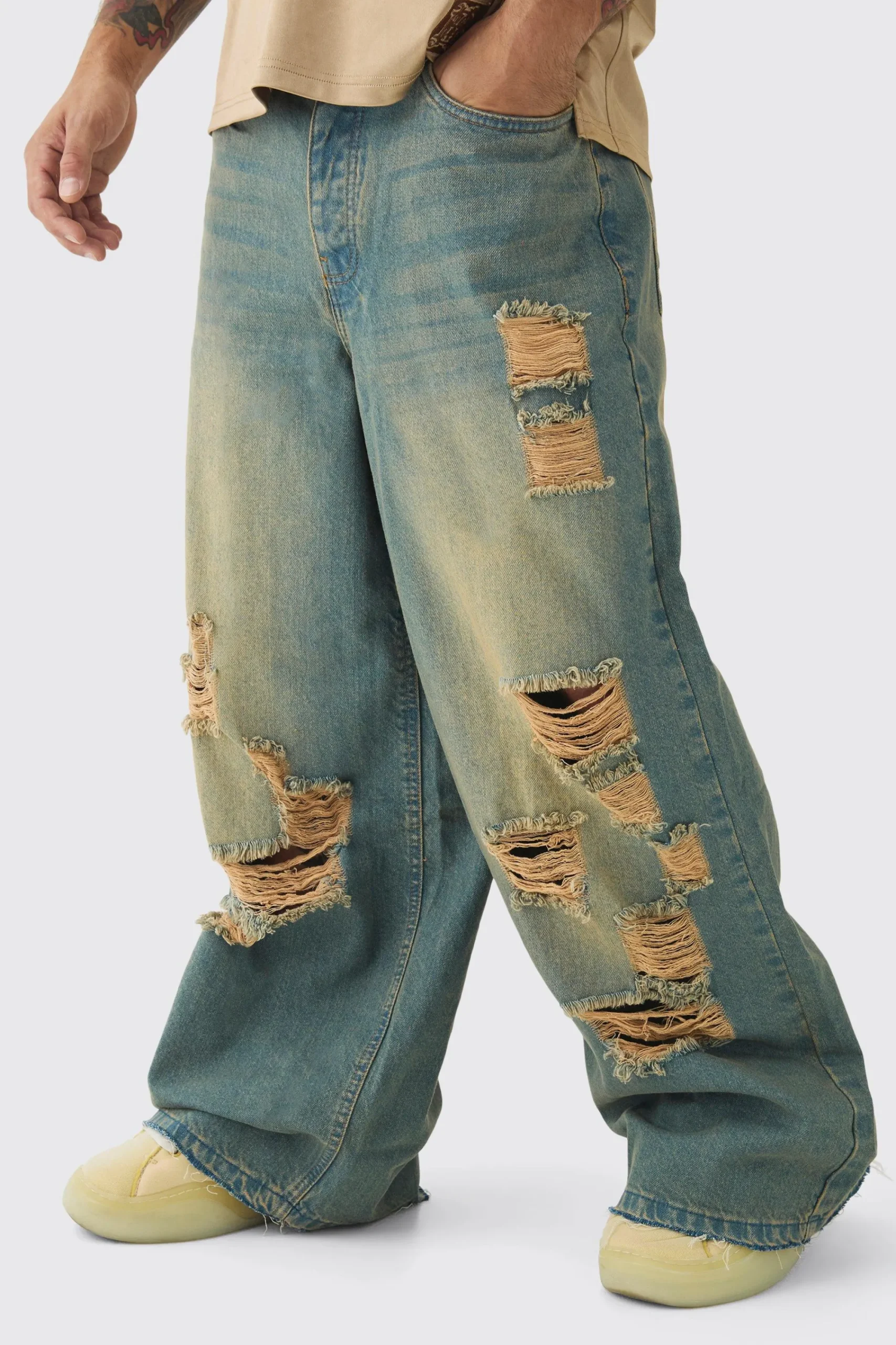 boohooMAN Extreme Baggy Rigid All Over Ripped Jeans | UK| Jeans